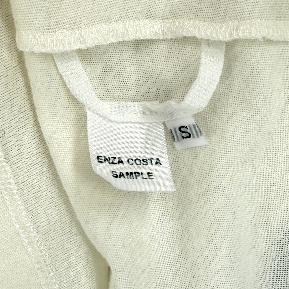 ENZA COSTA Cashmere Jersey New Classic V Neck Womens Small Cream Off White - Picture 11 of 12